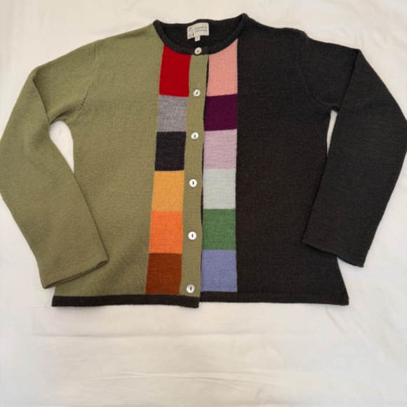 Cousin Johnny Wool/Angora Blend Colorful Cardigan Sweater Women's Large - Picture 8 of 15